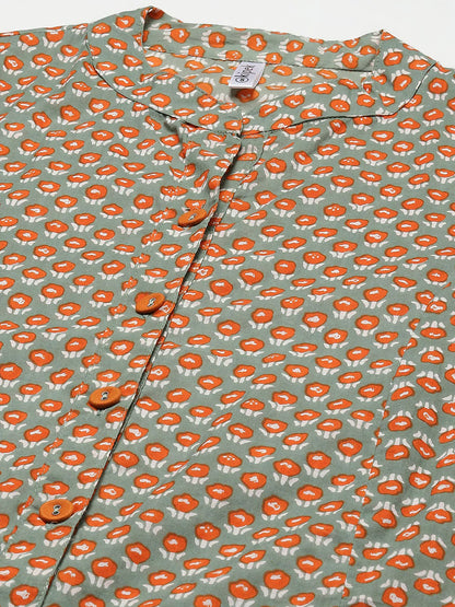 Cotton A-line Kurta (Light Green)