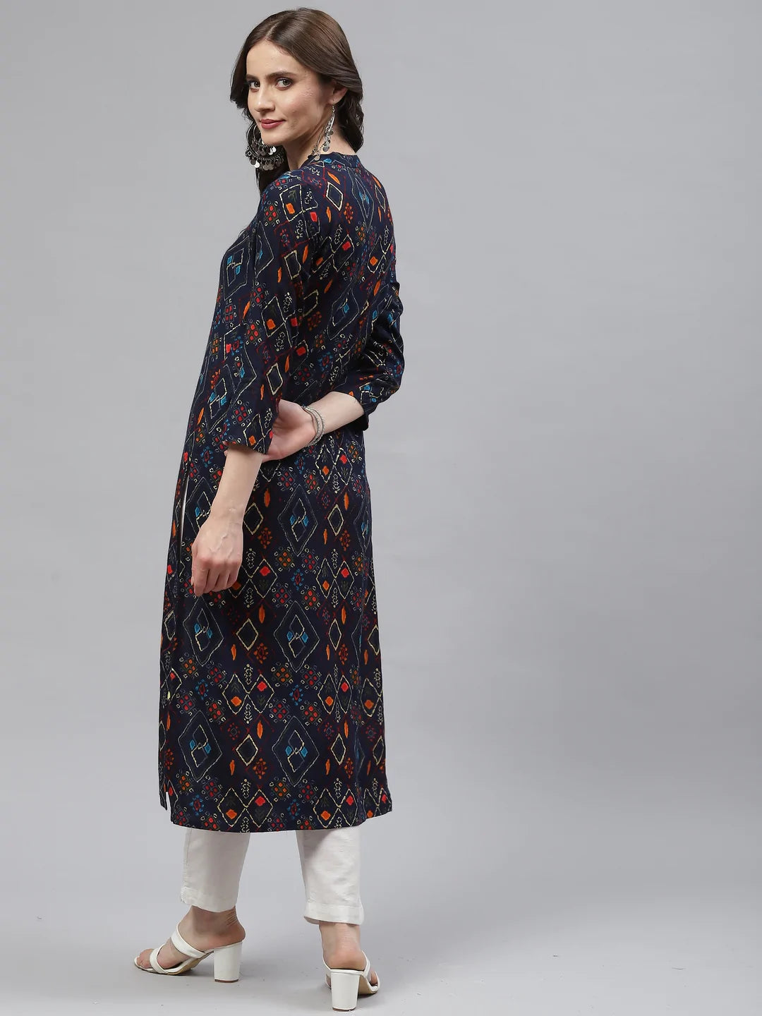 Rayon Straight Kurta (Navy Blue)