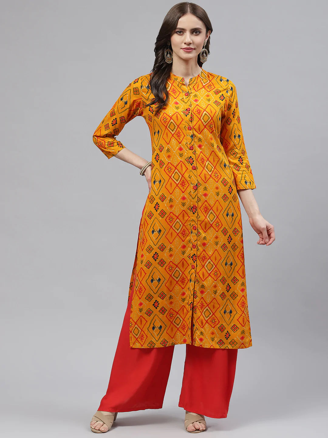 Rayon Straight Kurta (Yellow)