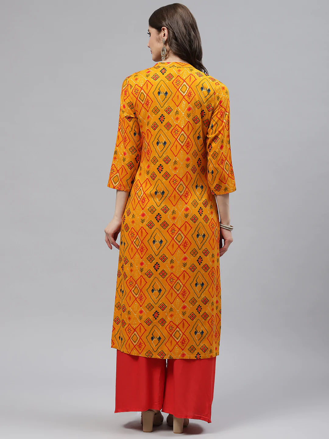 Rayon Straight Kurta (Yellow)
