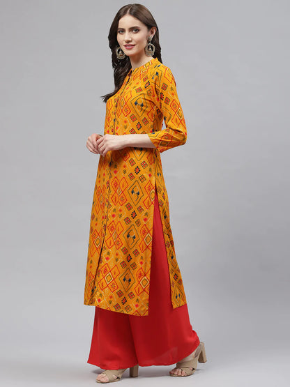 Rayon Straight Kurta (Yellow)