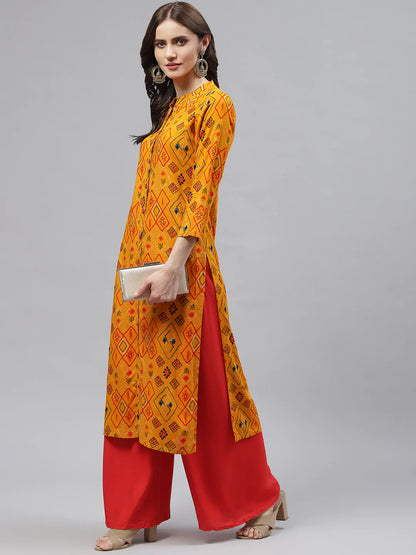Rayon Straight Kurta (Yellow)