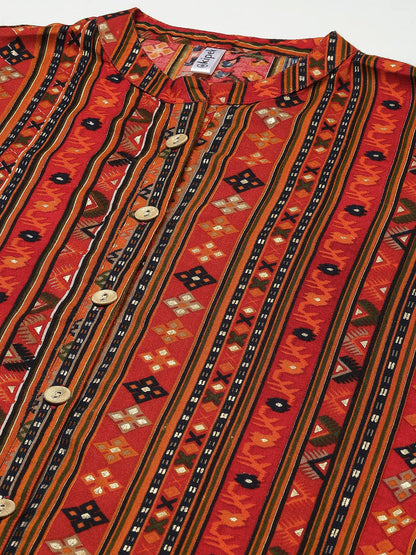 Rayon Straight Kurta (Orange)