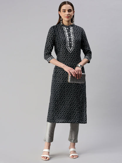Rayon Printed Straight Kurta