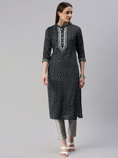 Rayon Printed Straight Kurta