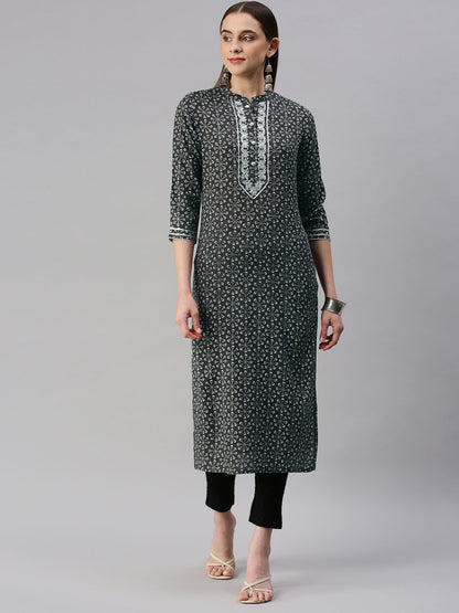 Rayon Printed Straight Kurta