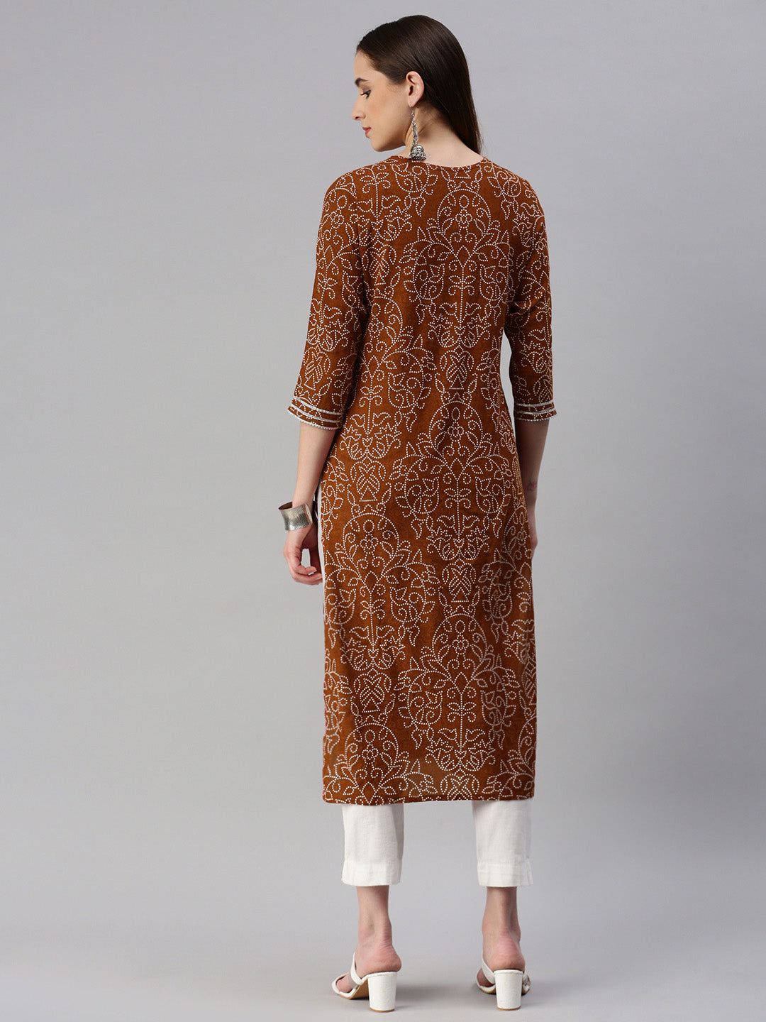 Rayon Bandhani Print Straight Kurta