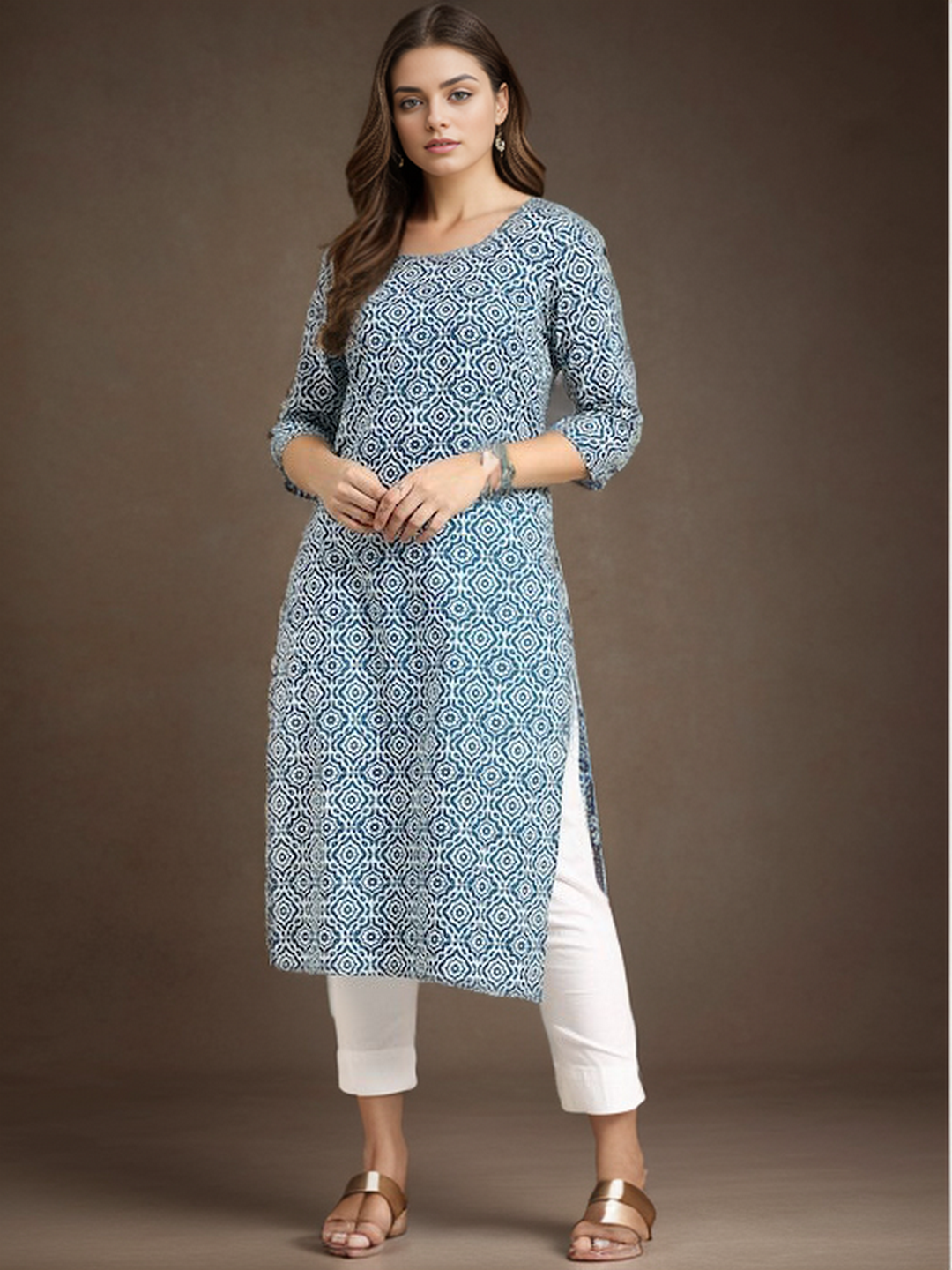 Cotton Printed Straight Kurta