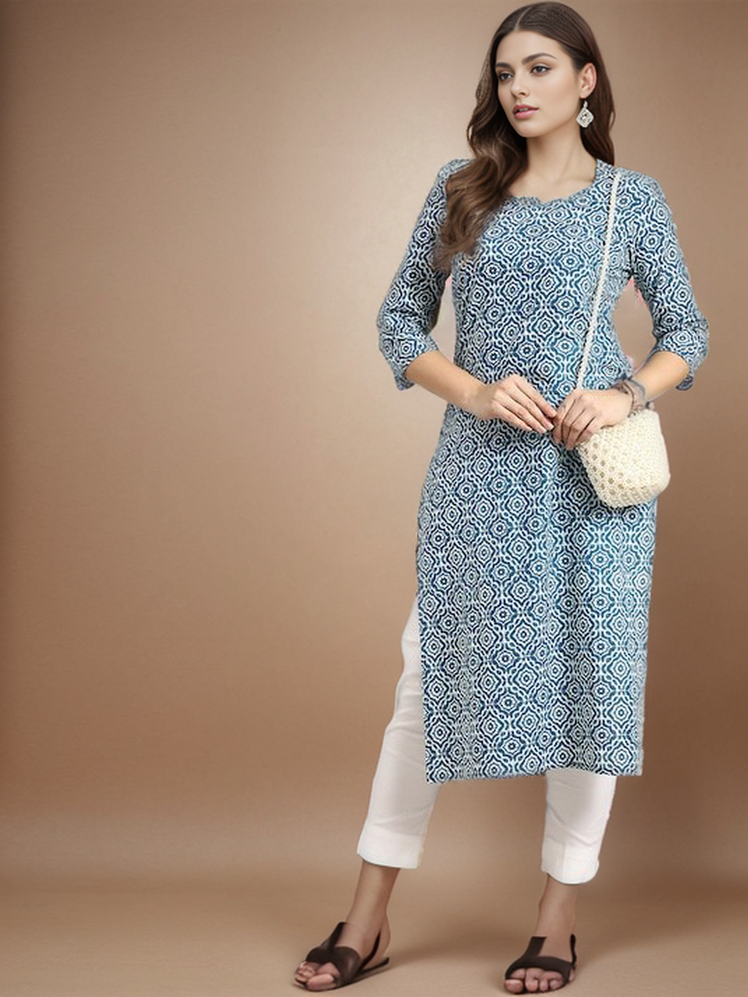 Cotton Printed Straight Kurta