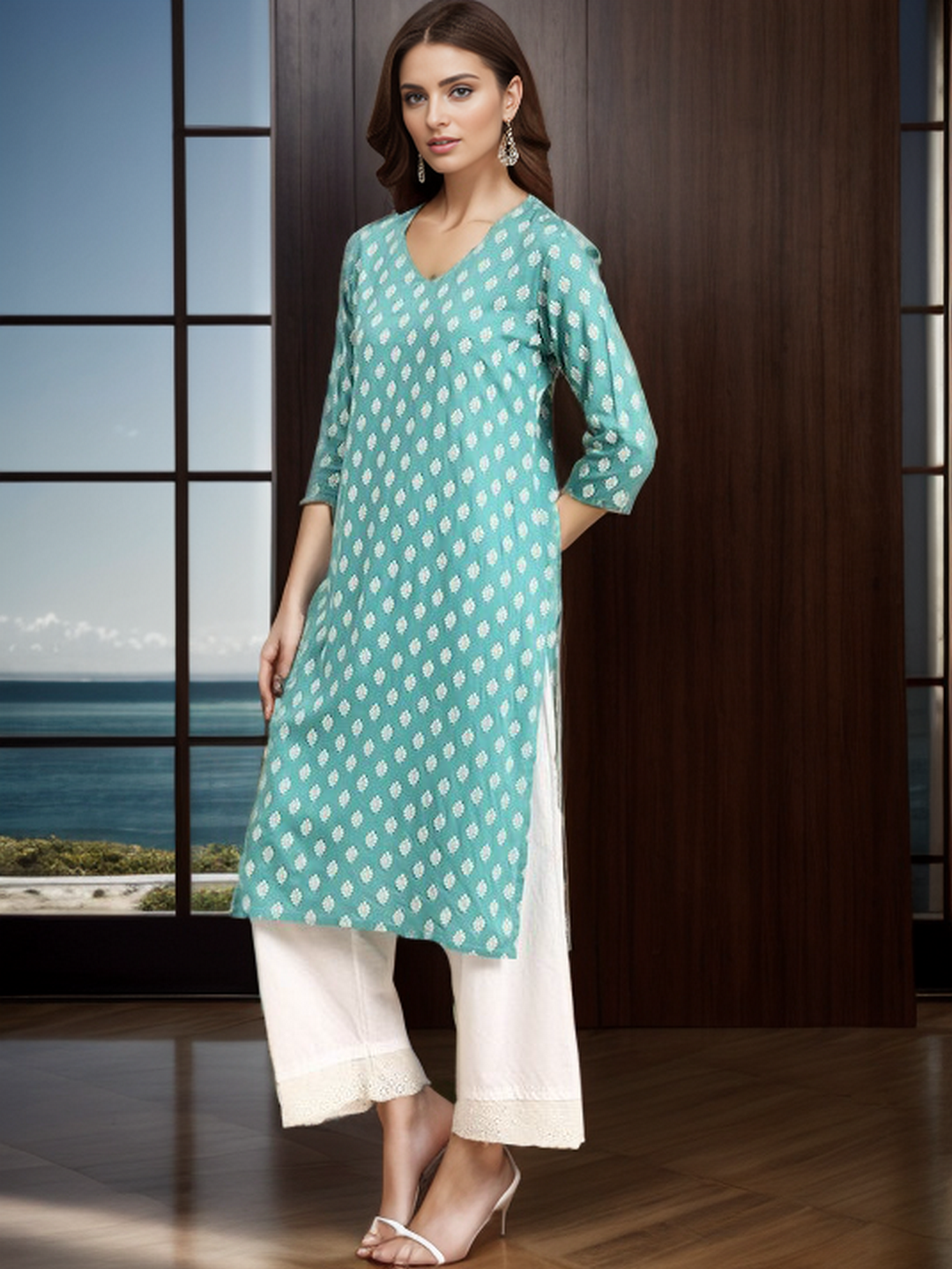Rayon Floral Straight Kurta