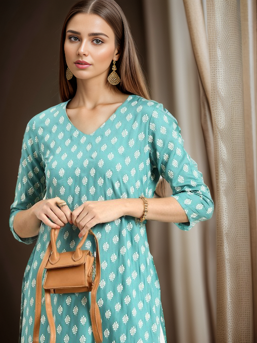 Rayon Floral Straight Kurta