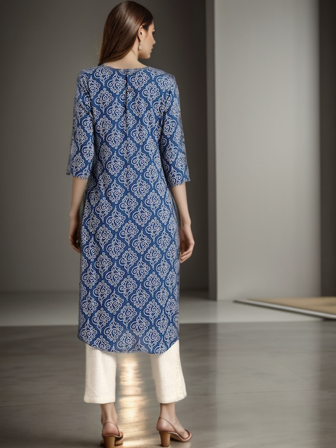 Rayon Bandhani Print Straight Kurta