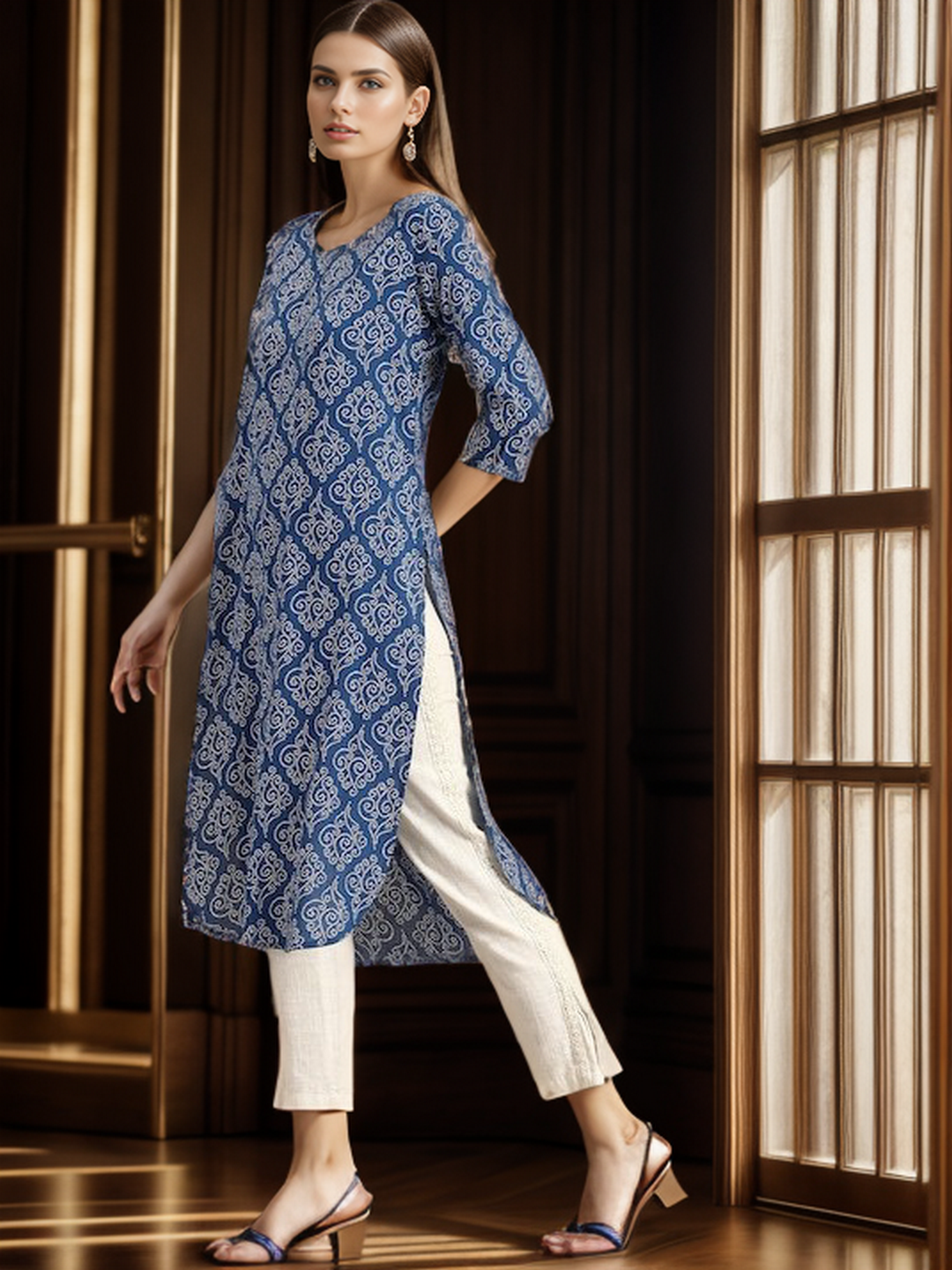 Rayon Bandhani Print Straight Kurta