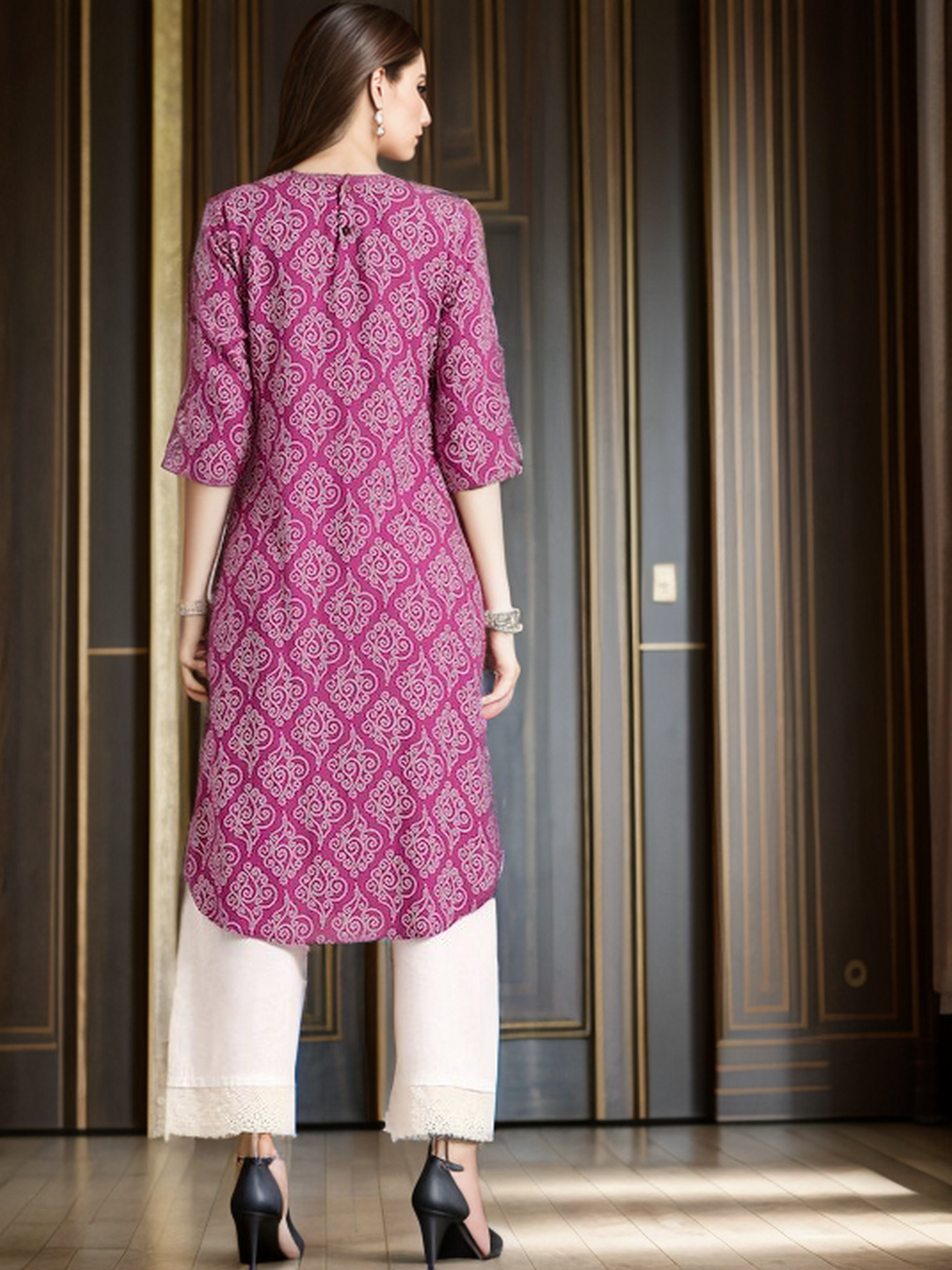 Rayon Bandhani Print Straight Kurta