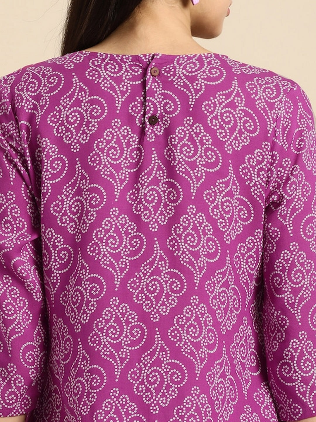 Rayon Bandhani Print Straight Kurta