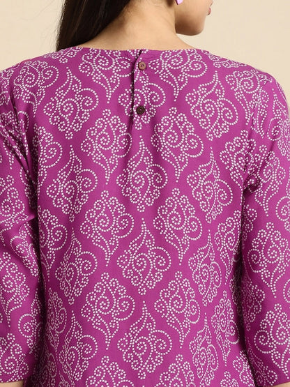 Rayon Bandhani Print Straight Kurta