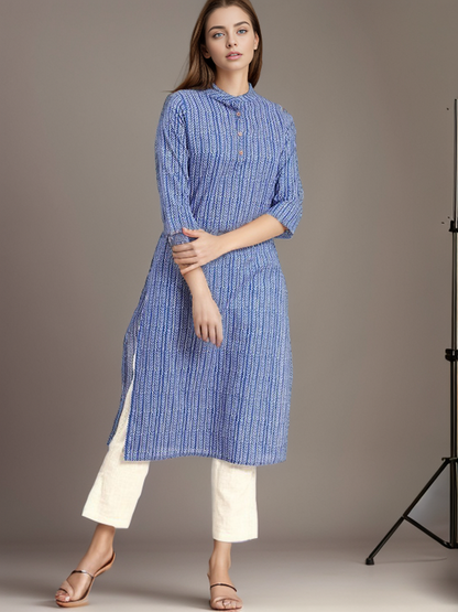 Cotton Printed Straight Kurta