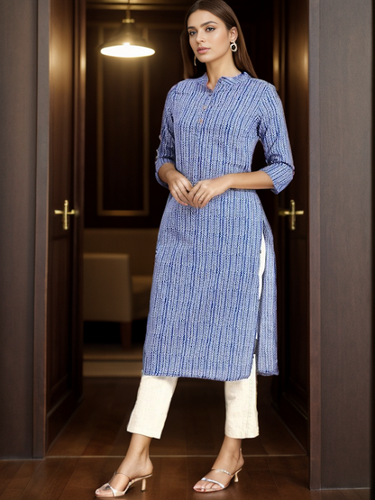 Cotton Printed Straight Kurta