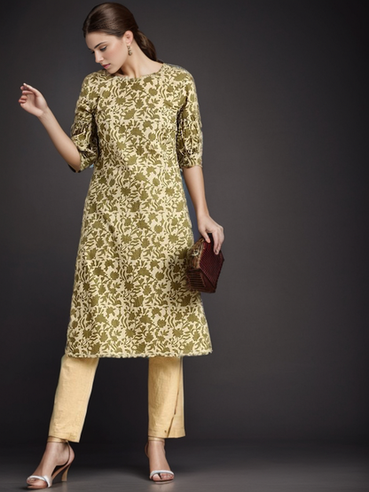 Cotton Floral Straight kurta