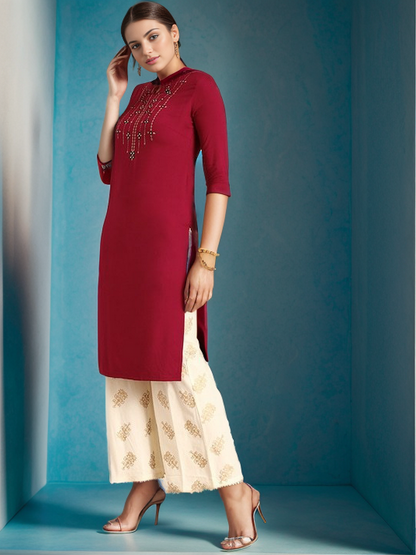 Rayon Solid Straight kurta