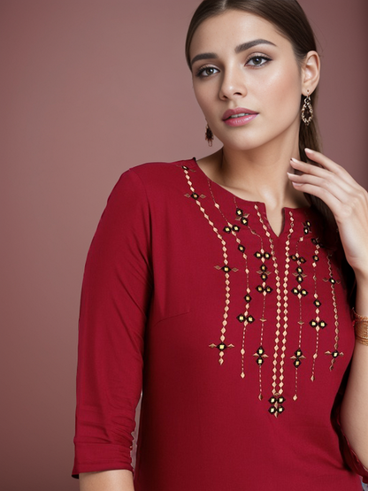 Rayon Solid Straight kurta