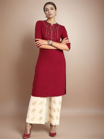 Rayon Solid Straight kurta
