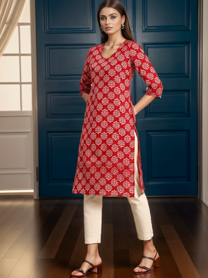 Cotton Printed Straight kurta