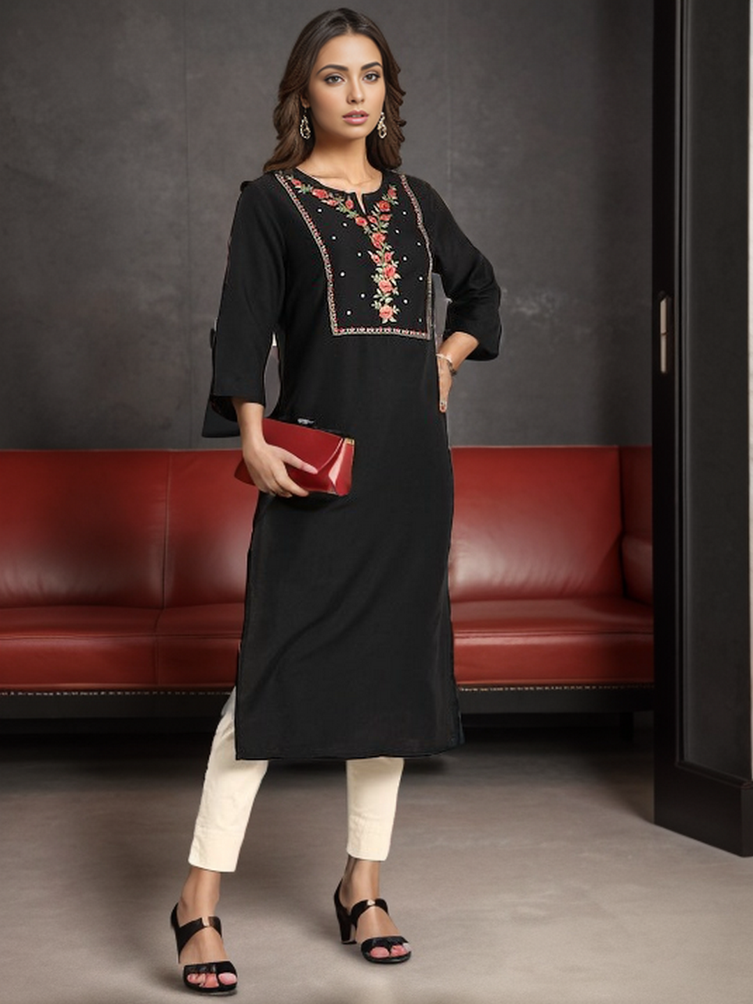 Rayon Emboridery Straight kurta