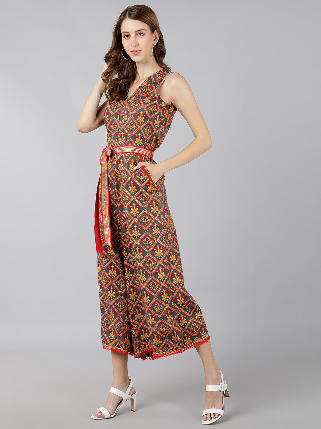 Rayon Printed  Jumpsuit (Multicolour)