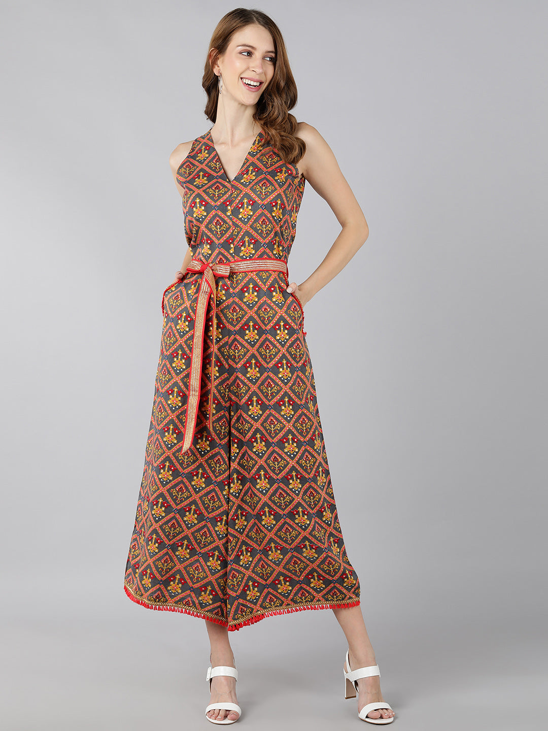 Rayon Printed  Jumpsuit (Multicolour)