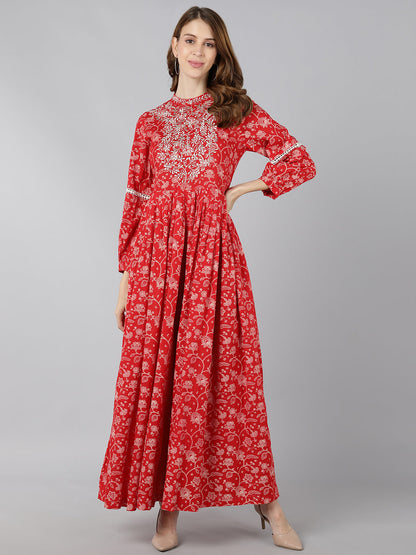 Georgette Printed Flared Jumpsuit (Red)