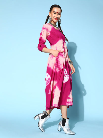 Cotton Dyed Flared Jumpsuit (Pink)