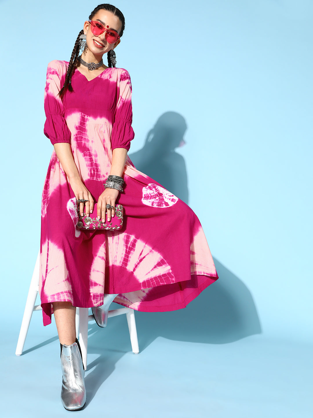 Cotton Dyed Flared Jumpsuit (Pink)