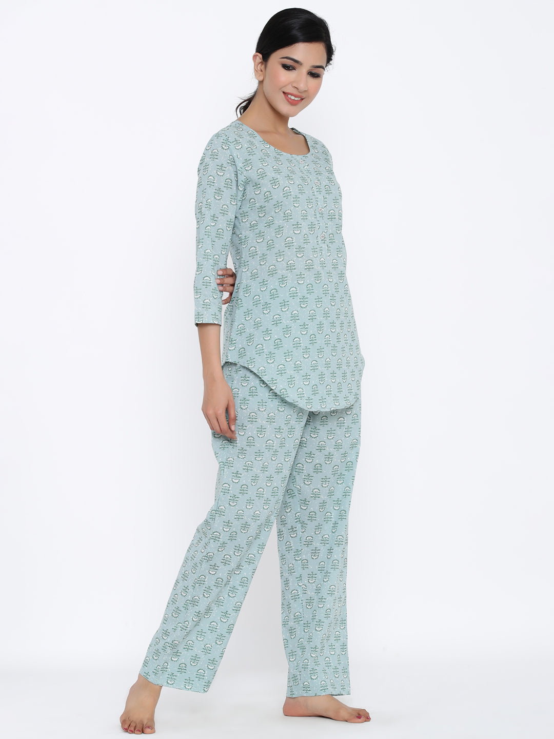 Cotton Printed Regular Top And Pyjama