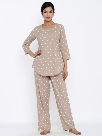 Cotton Printed Regular Top And Pyjama