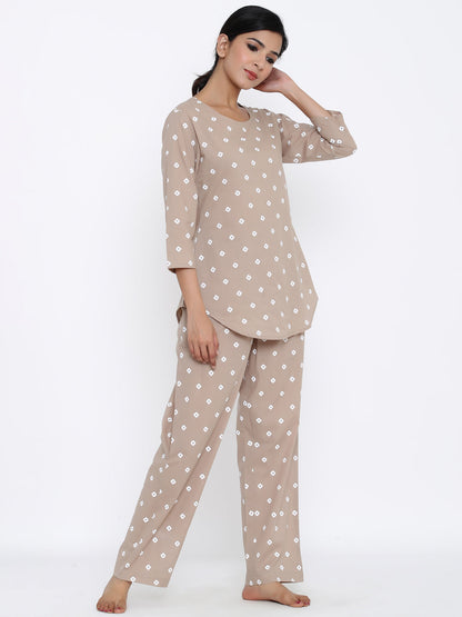 Cotton Printed Regular Top And Pyjama