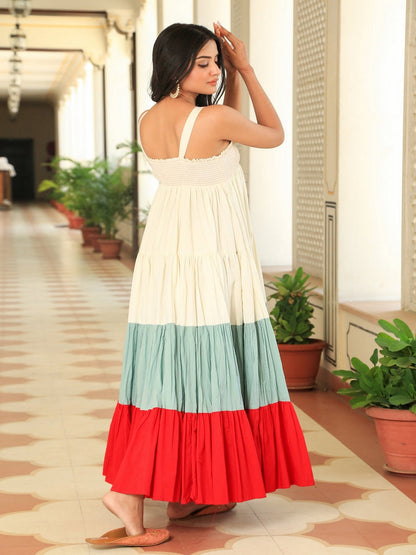 Deep Colour Full Flair Tiered Dress