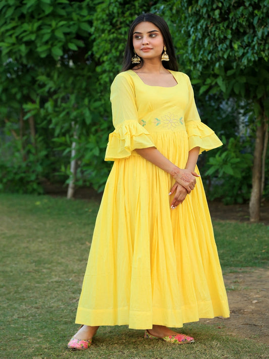 Happy Yellow Embroidered Dress