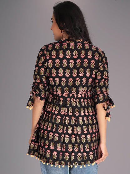 Women Black Printed Casual Top
