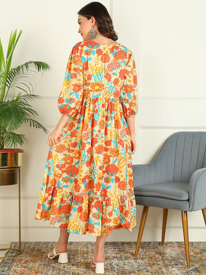Flared Printed Pure Cotton Dress
