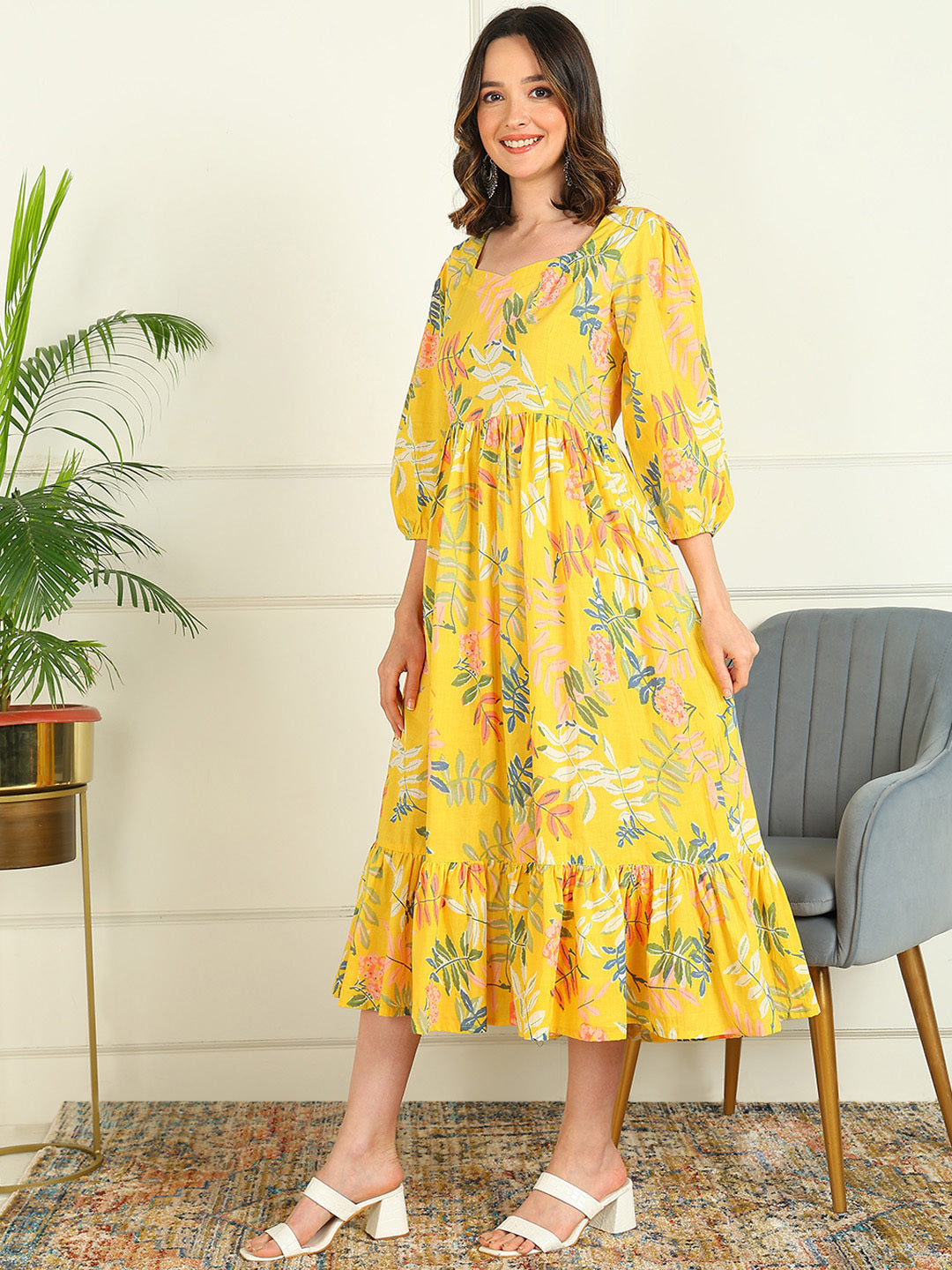 Flared Printed Pure Cotton Dress