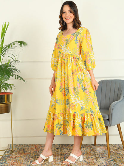 Flared Printed Pure Cotton Dress