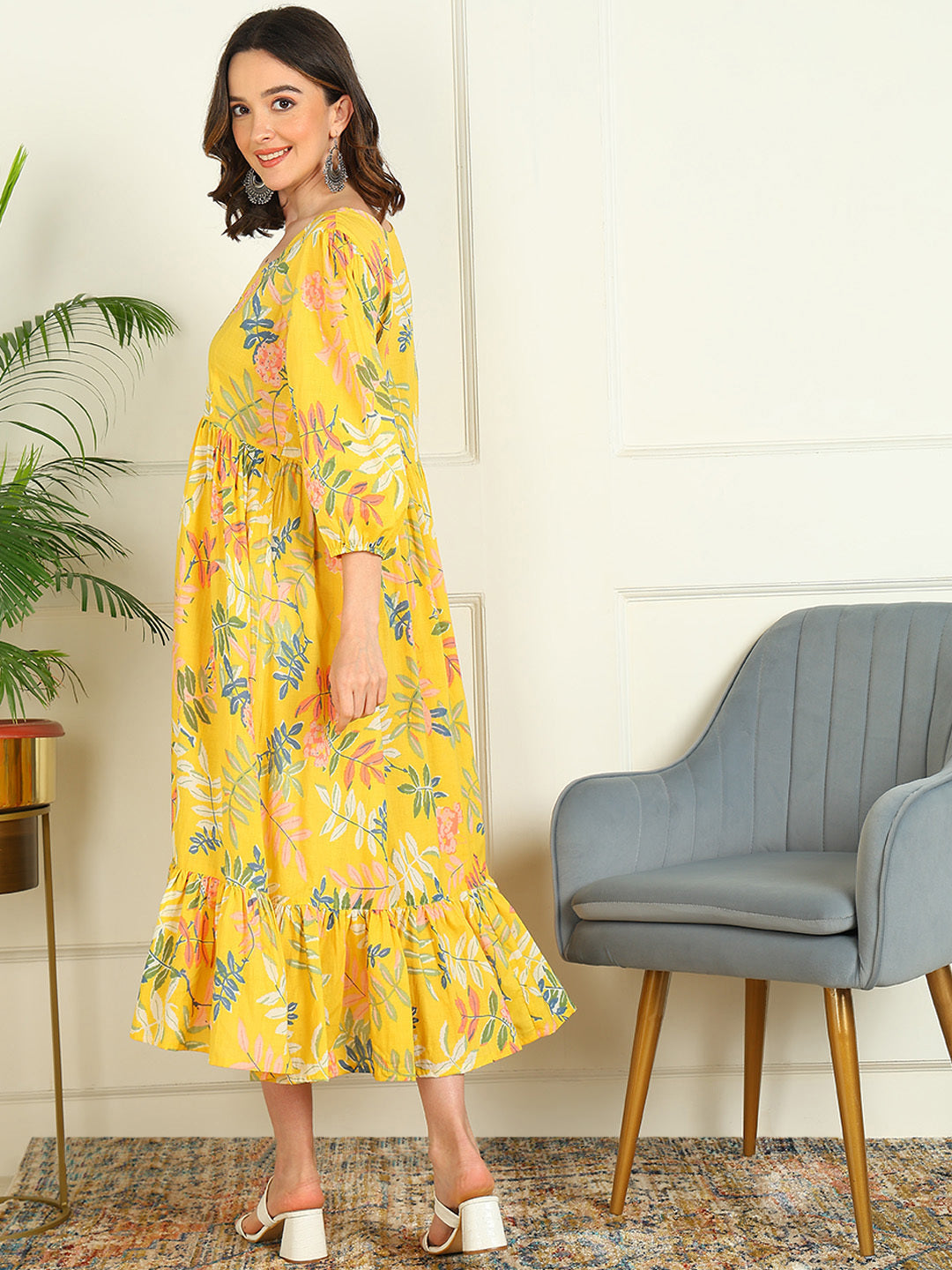 Flared Printed Pure Cotton Dress