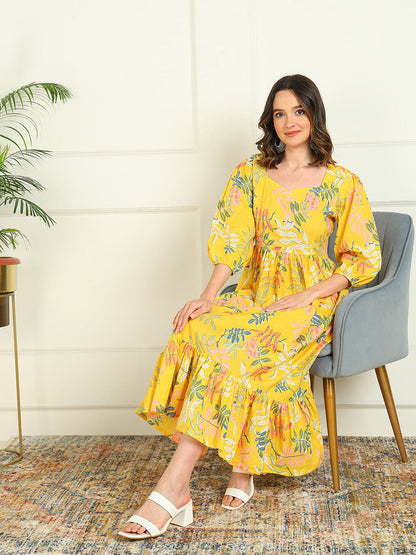 Flared Printed Pure Cotton Dress