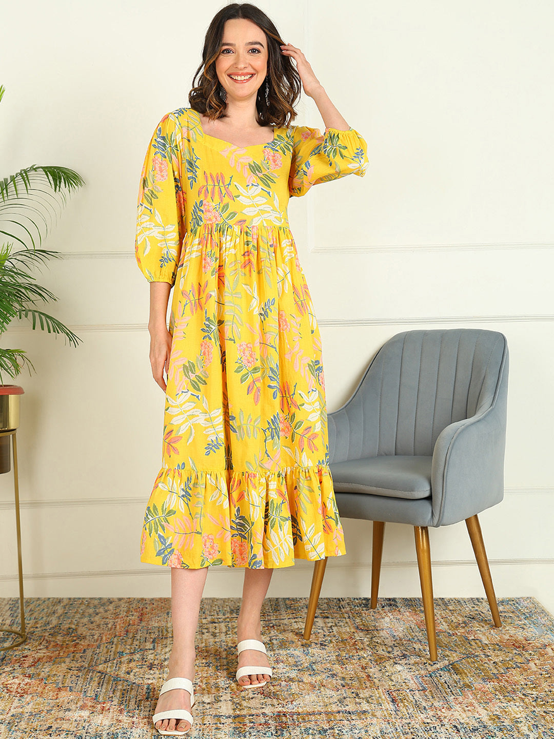 Flared Printed Pure Cotton Dress