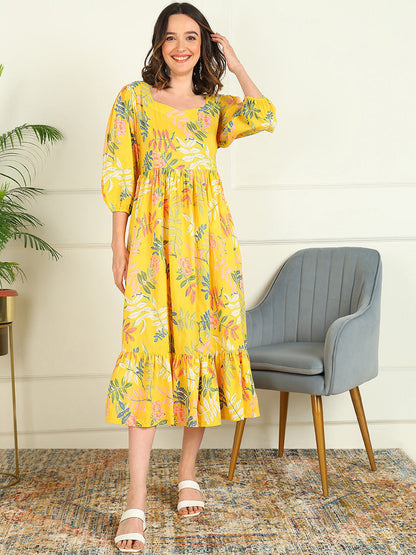 Flared Printed Pure Cotton Dress