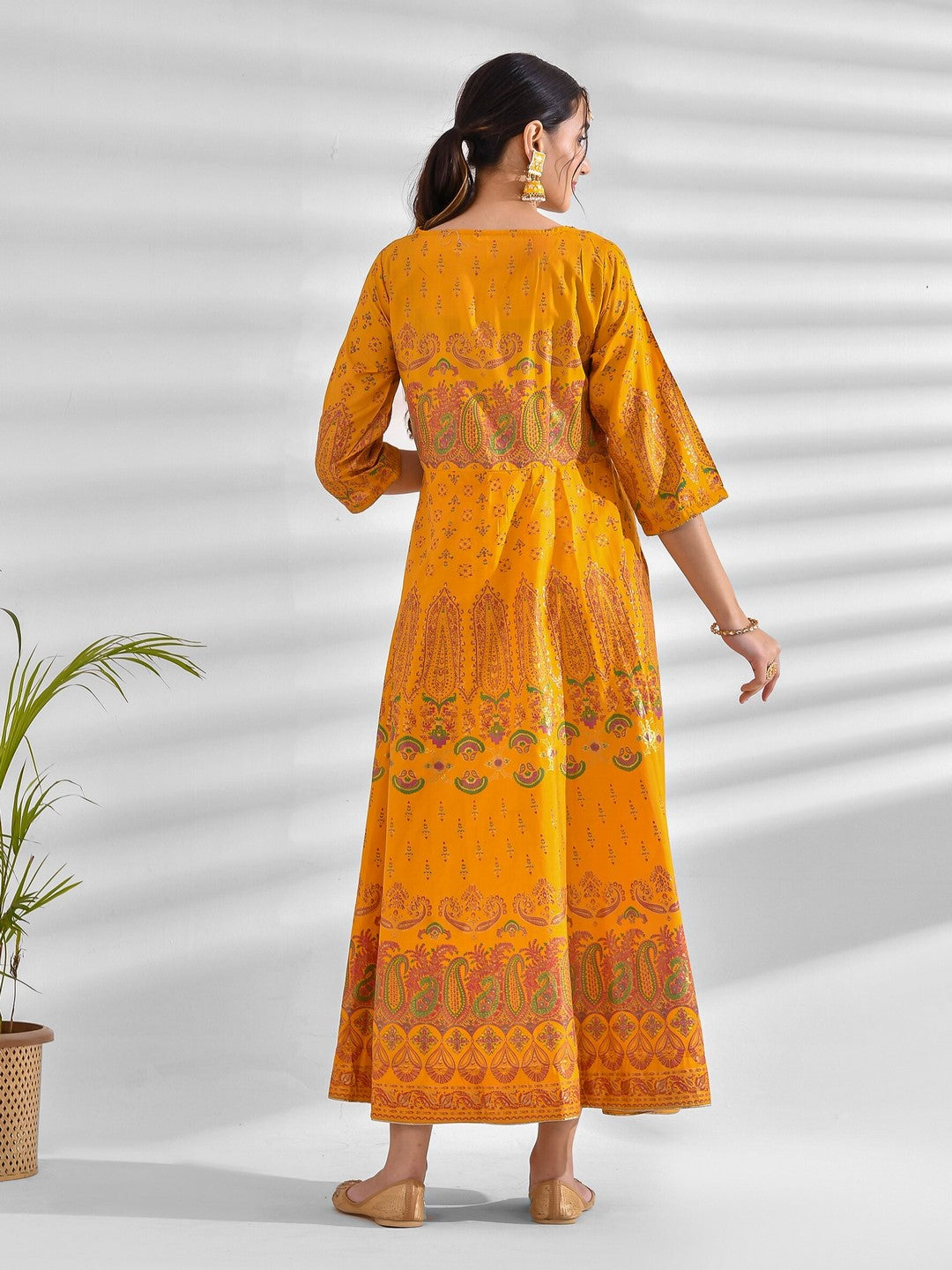 Flared Printed Silk Blend Dress