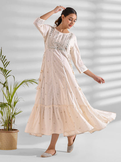 Mokshi white rayon embroidered dress – wholesale manufacturer & exporter from India