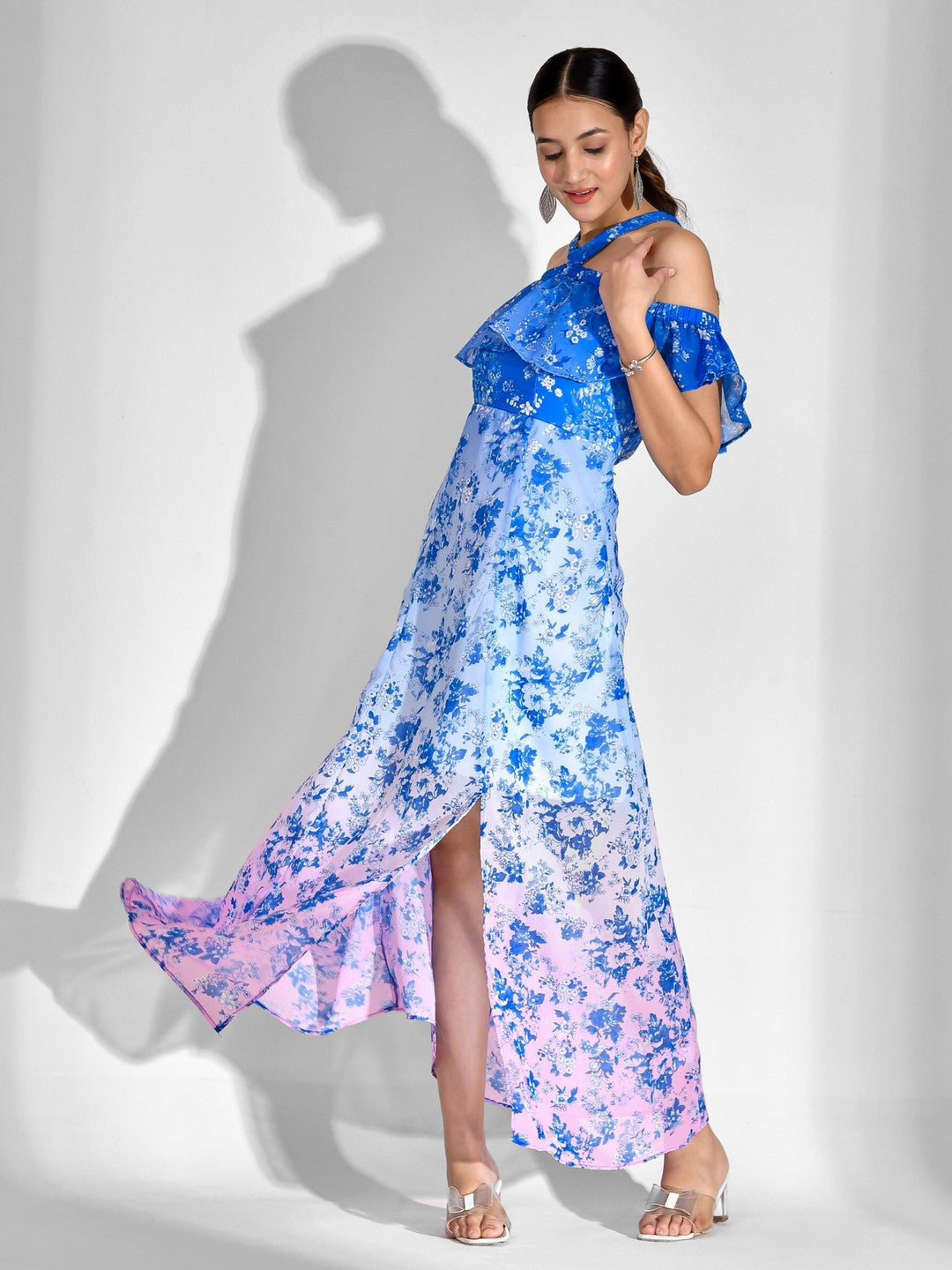 Asymmetric Printed Chiffon Dress