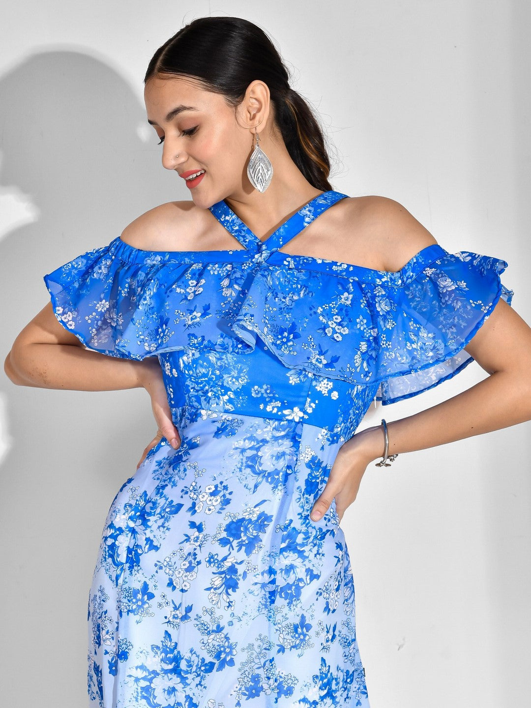 Asymmetric Printed Chiffon Dress